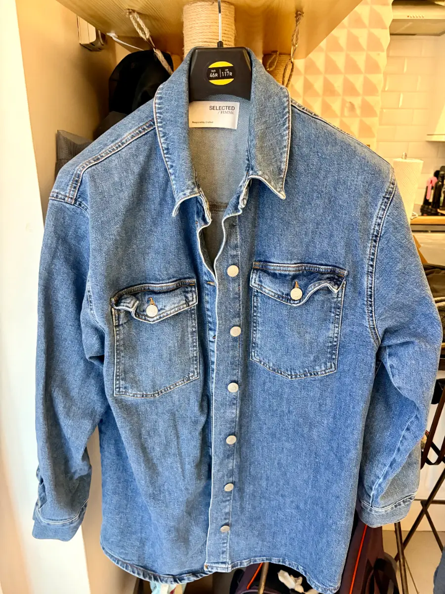 Selected Femme Denim Shacket Oversized Blue Jean Shirt Jacket UK 12