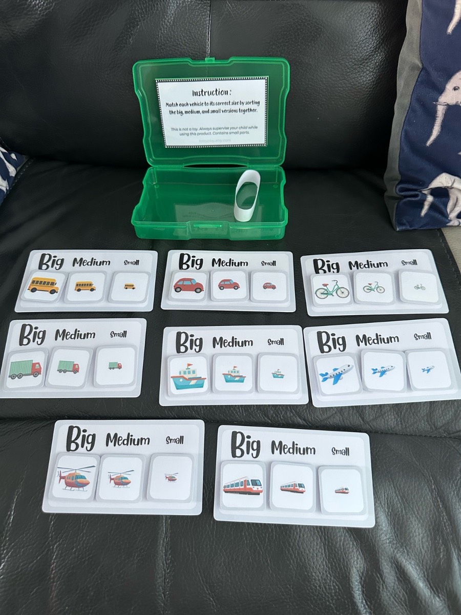 Sort vehicles by size educational activity