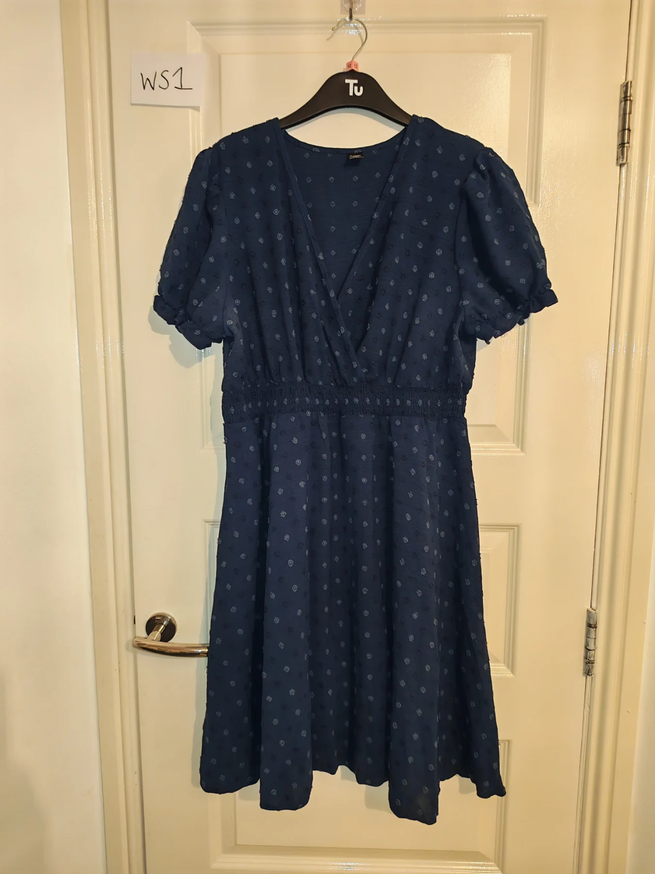 Shein curve womans 0XL navy short sleeve dress