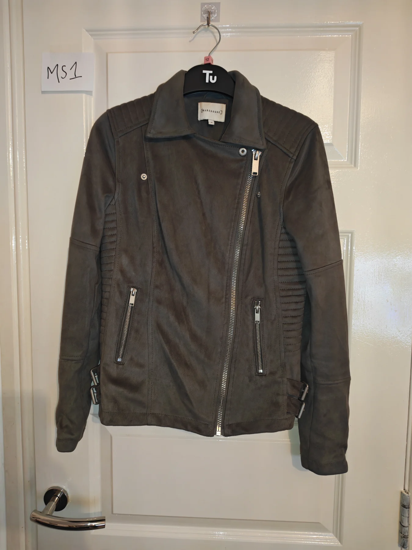 Warehouse woman's size 10 grey biker style jacket