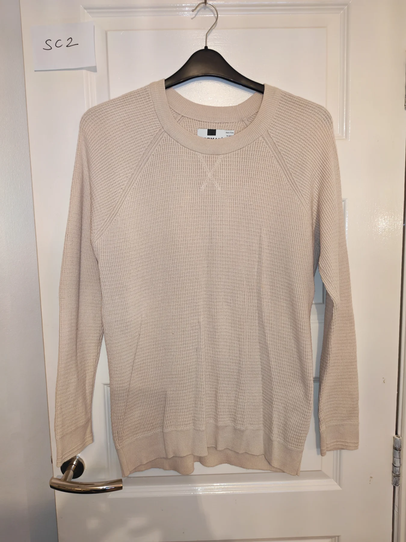 Topman size small men's biege cream long sleeve casual jumper