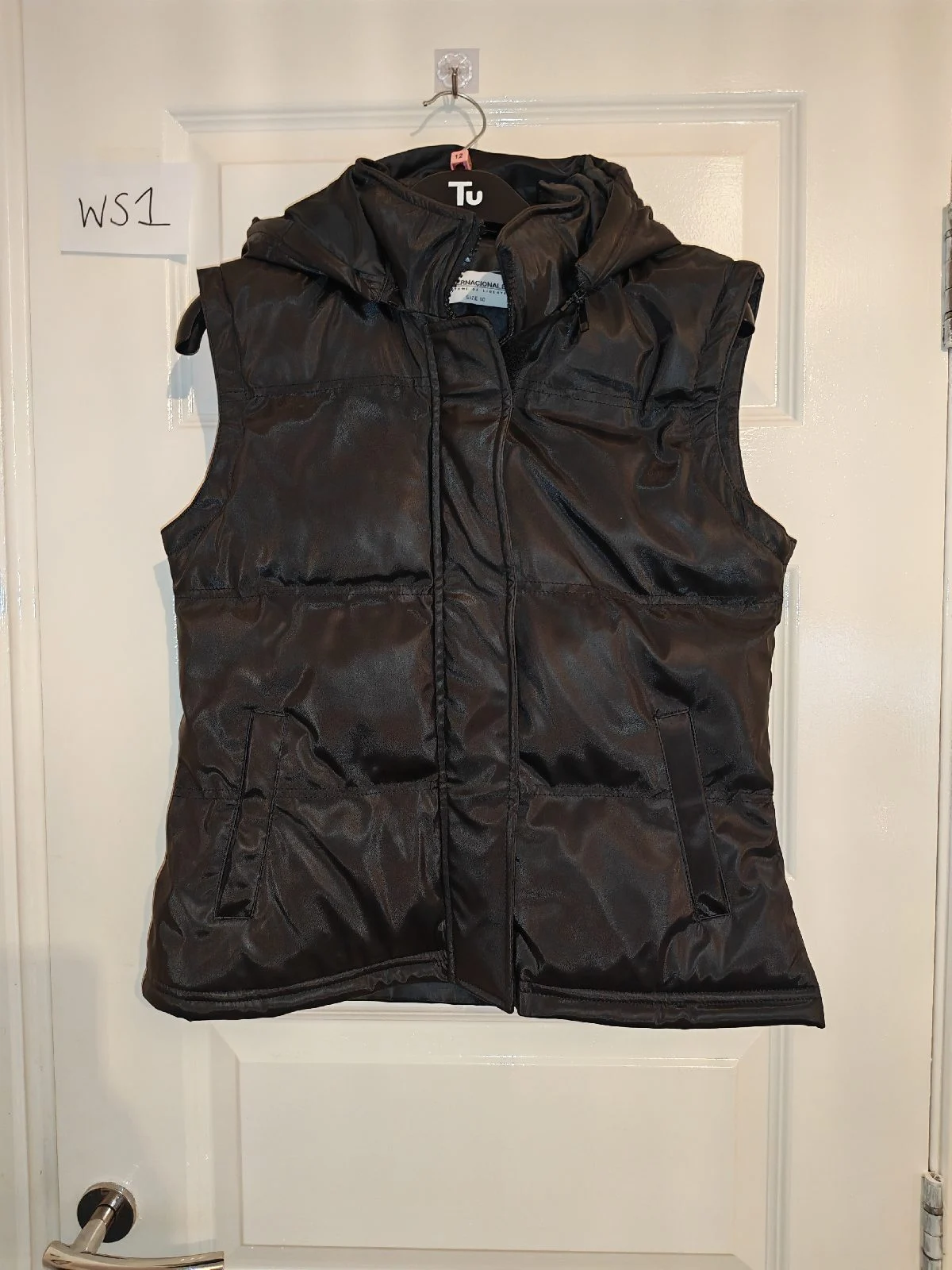Internactional woman's black hooded body warmer gilet size 10