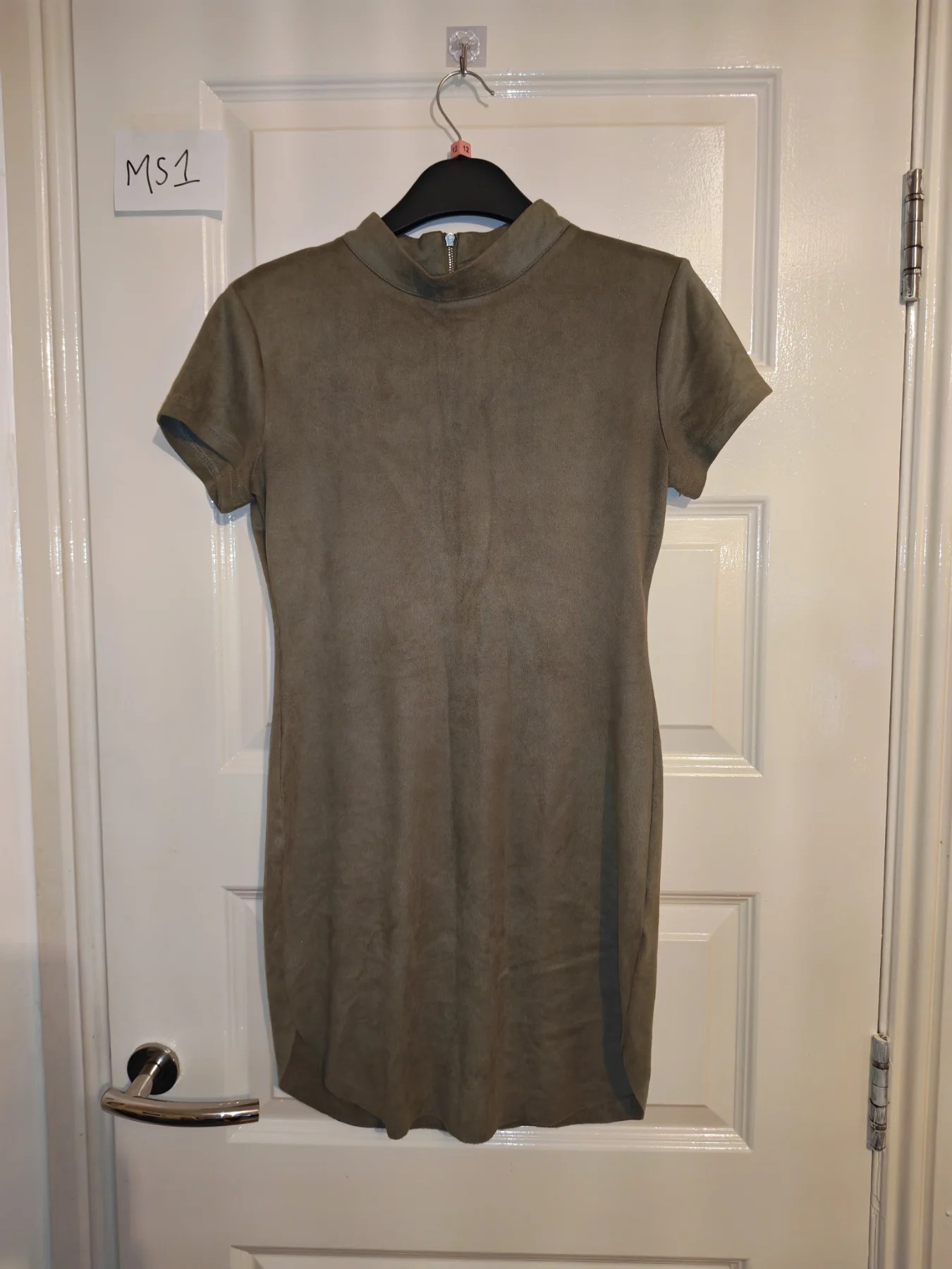 AX Paris Womans khaki green size 10 mini dress with short sleeve