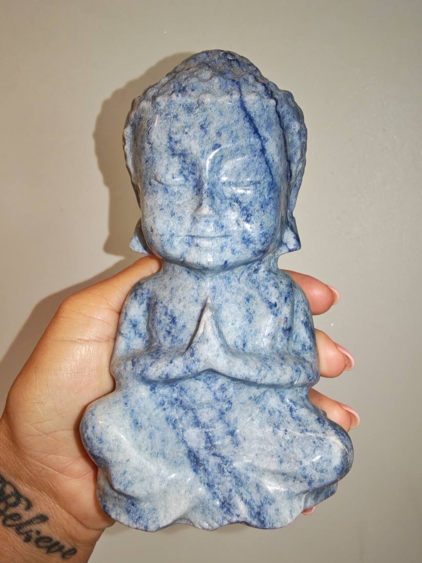 Blue aventurine crystal buddah carving large