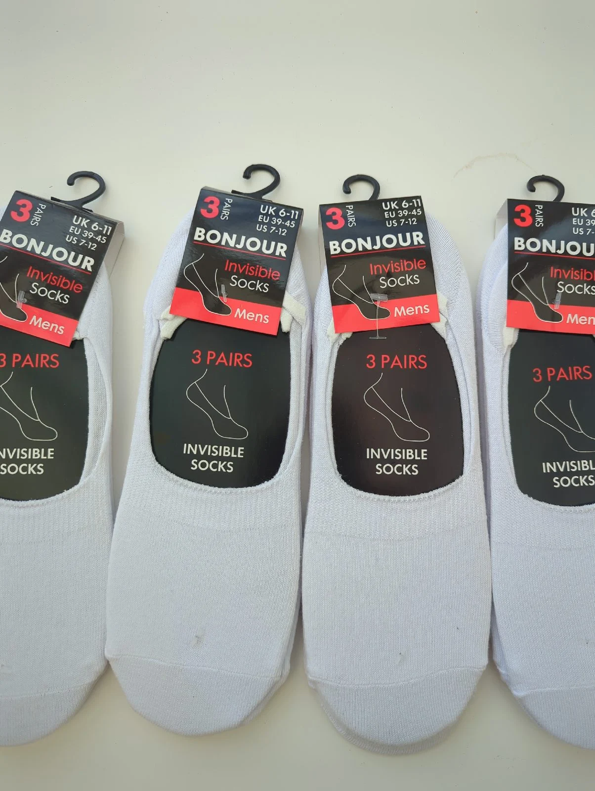 Men's invisible socks white pack of 12 UK 6 to 11