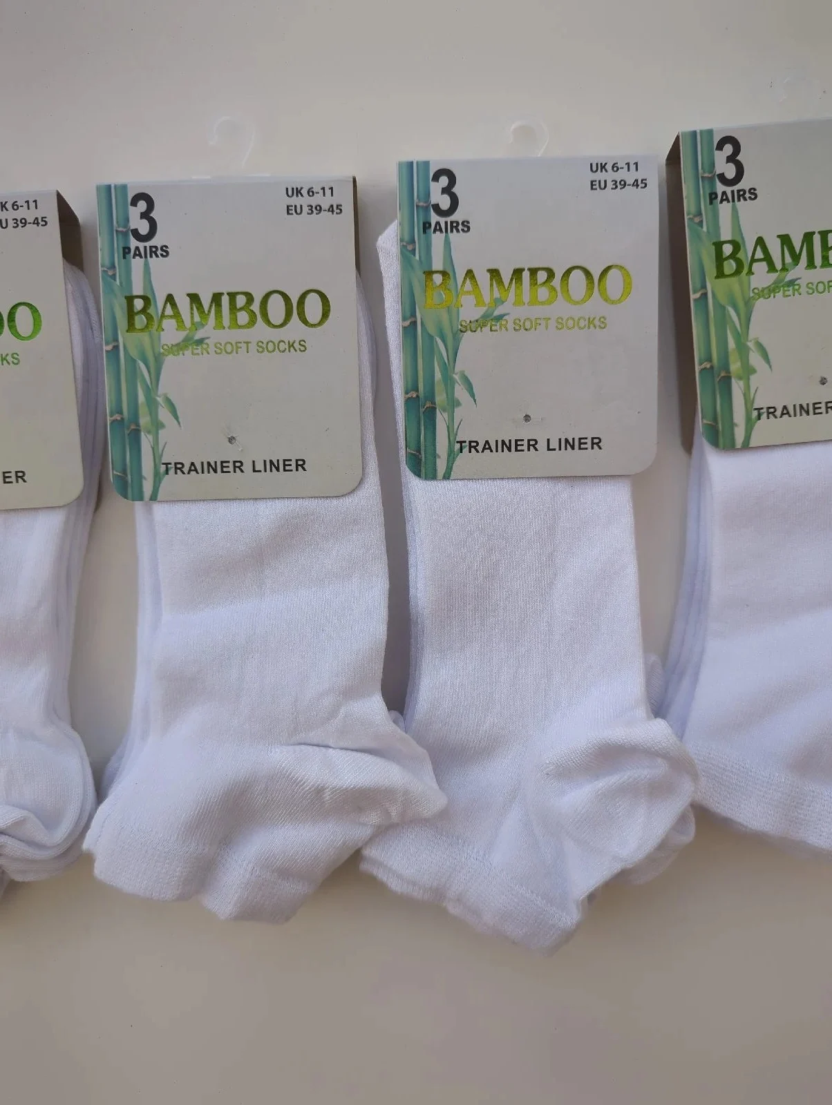 Men's bamboo trainer liners white pack of 12 UK 6 to 11