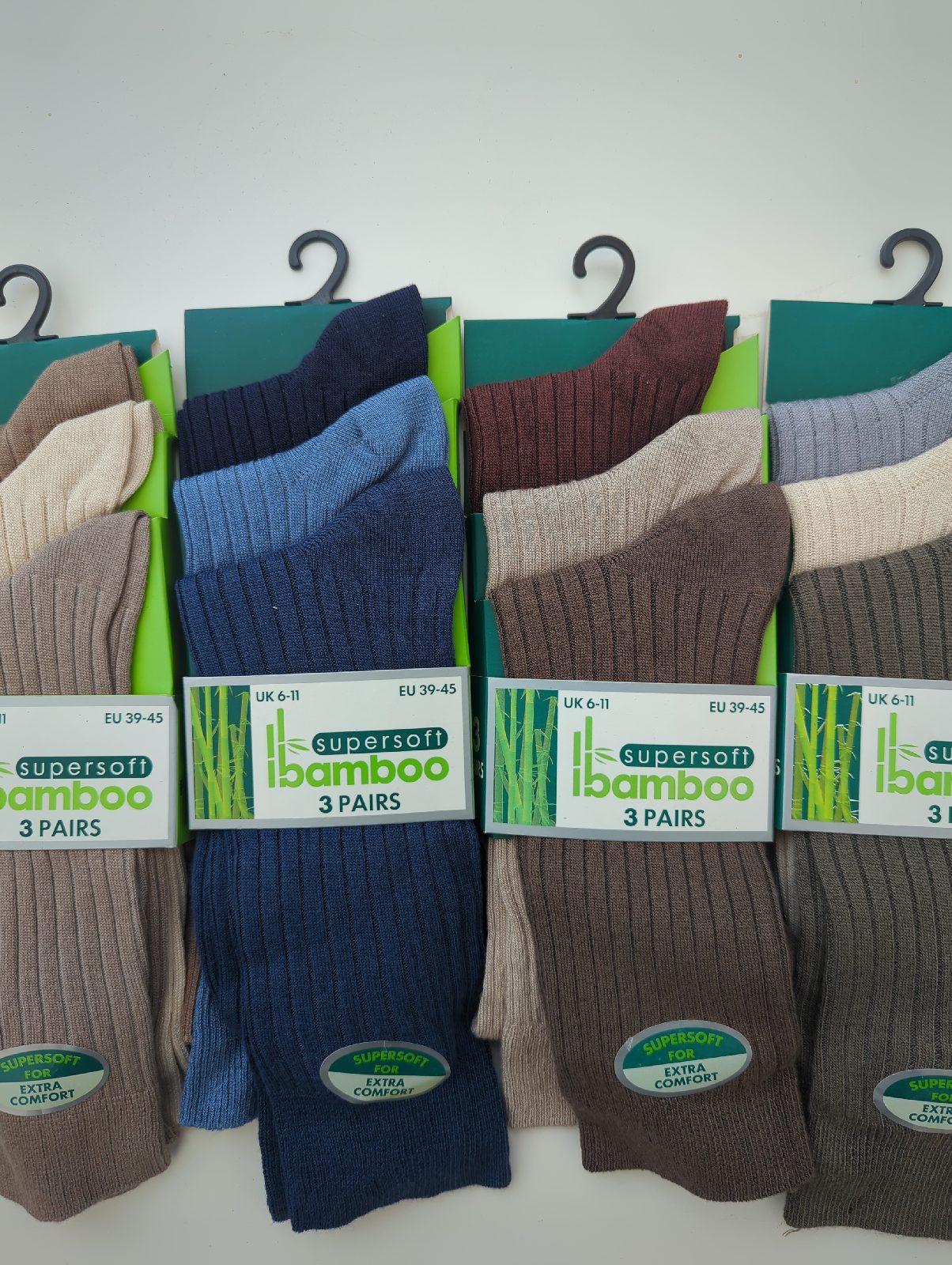 Men's super soft bamboo socks pack of 12 different colours UK 6 to 11