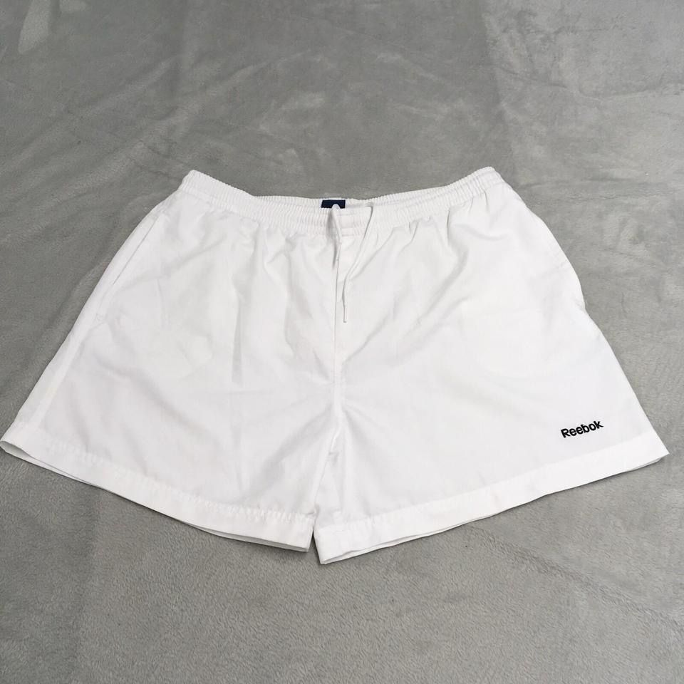 Reebok Swim Shorts Mens XL White Lined 5” Sports Swimming Bottoms Y2K Pockets