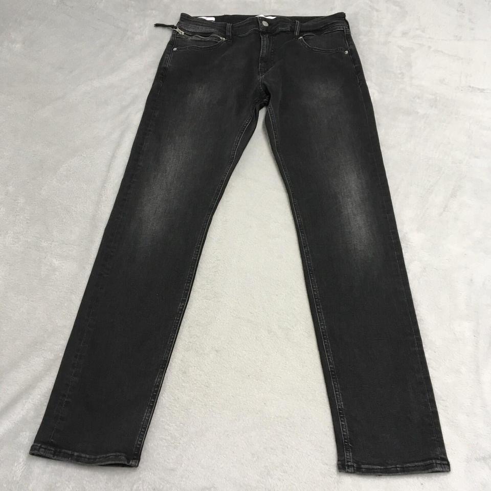 Calvin Klein Jeans Mens 33x32 Washed Black Denim Infinite Flex Slim Fit W33 L32