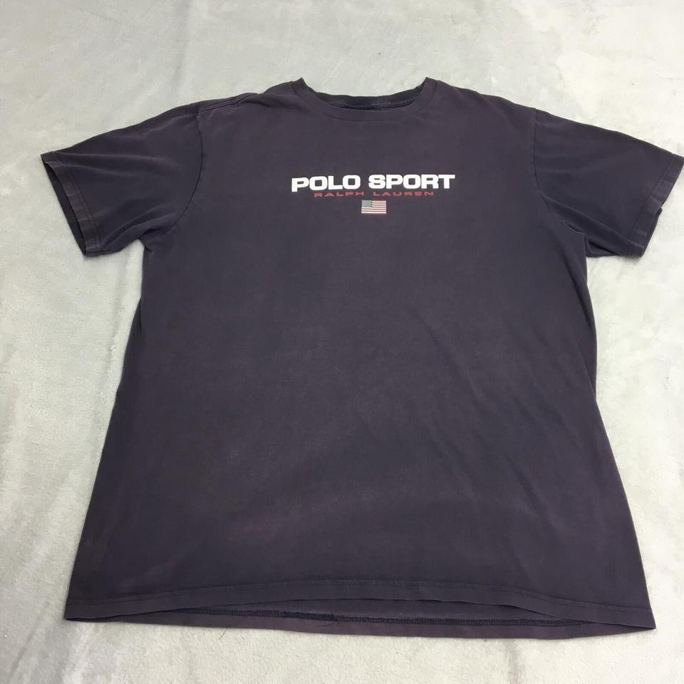 Vintage Polo Sport Ralph Lauren T Shirt Mens Large Navy Purple Sun Faded 90s