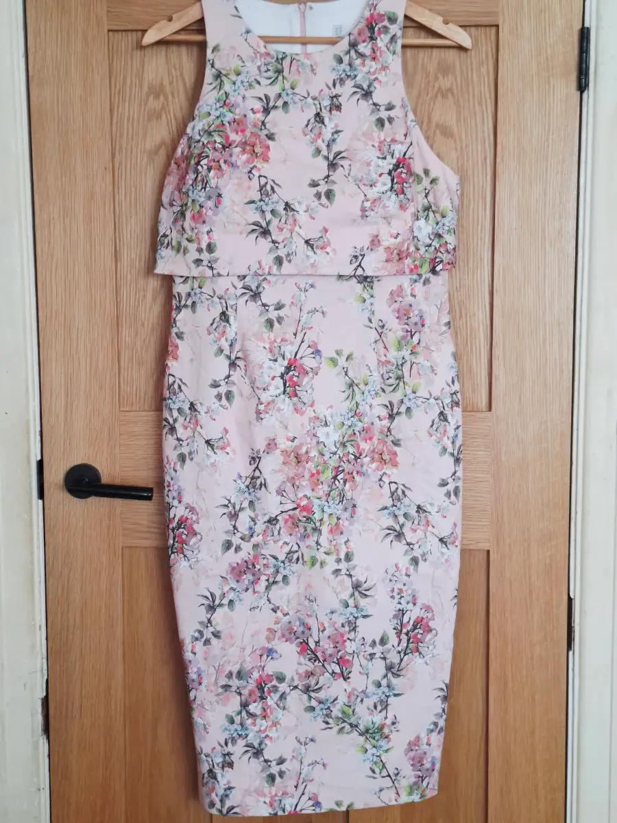 ASOS Layered Crop Top Midi Dress UK 14 Blossom Print
