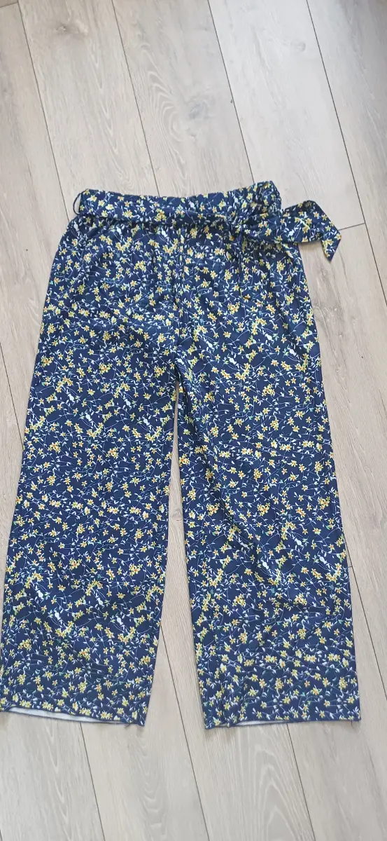Womens Shein Blue Floral Wide Loose Leg Trousers size 0XL 16 18 summer