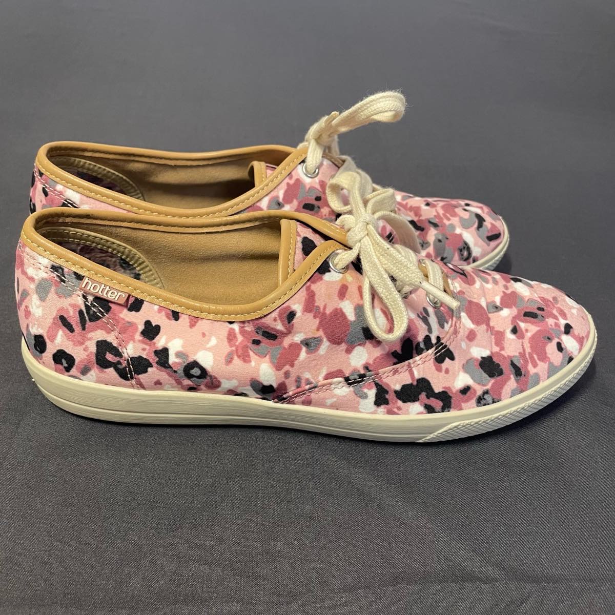 Hotter Mabel Flat Lace Up Trainers Pink Speckled Camouflage Print Sz UK 5 EU38