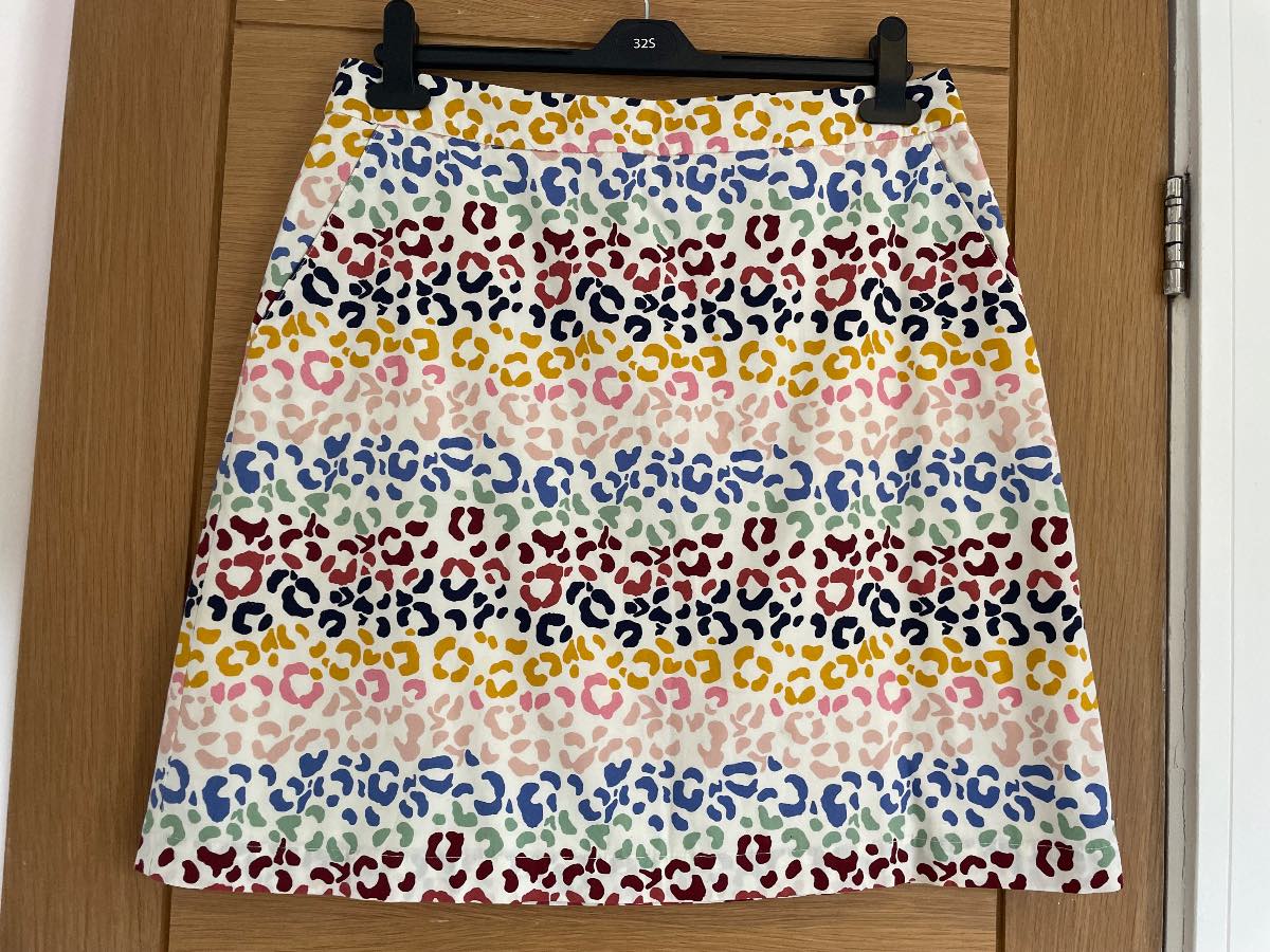 Multicoloured animal print cotton skirt Boden size 14 petite