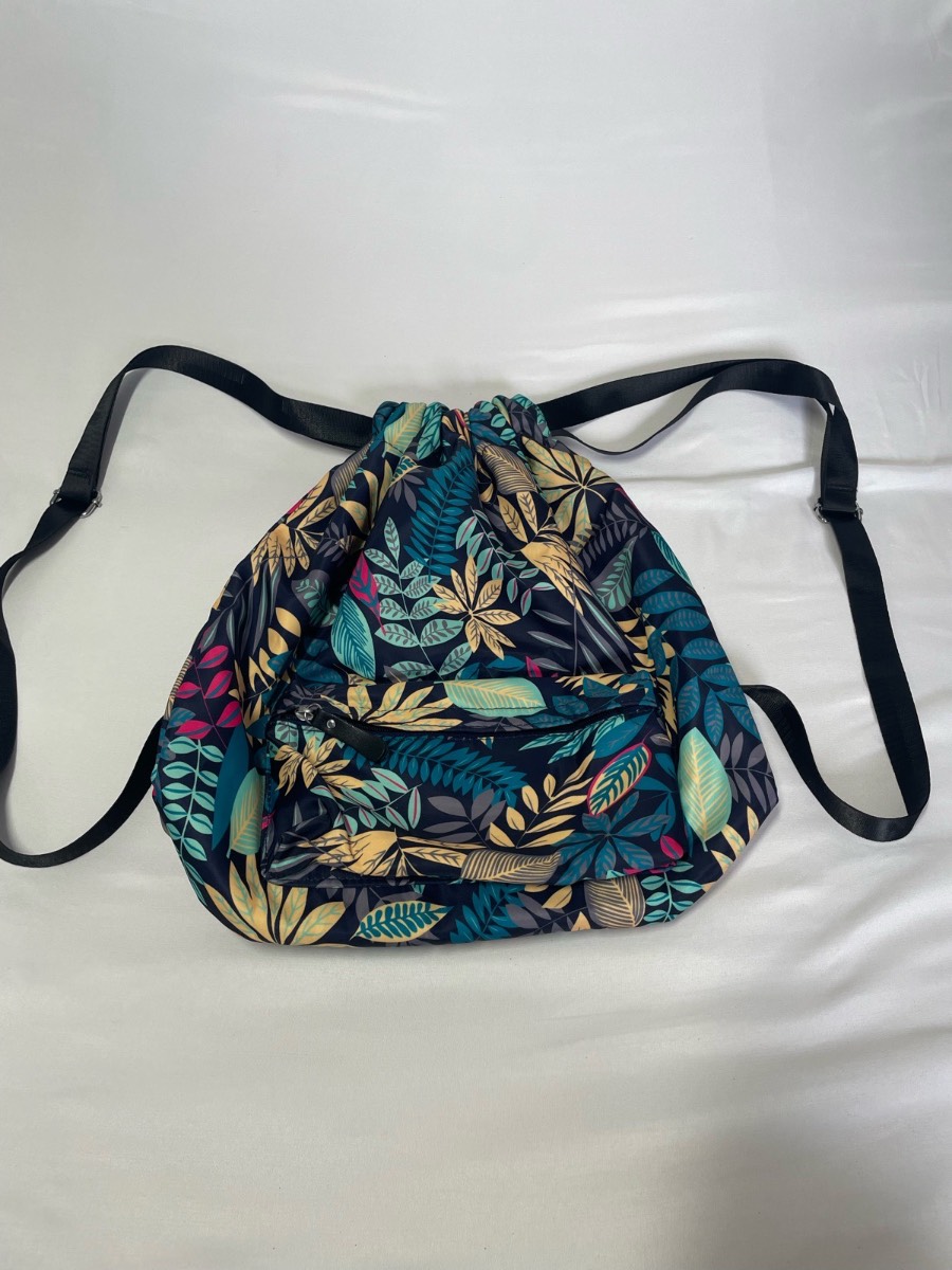 Multicoloured leaf print rugsack backpack