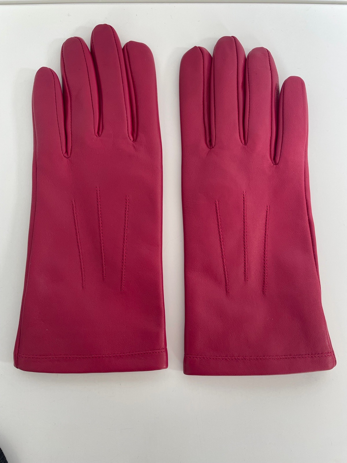 Pink leather gloves M&S size medium