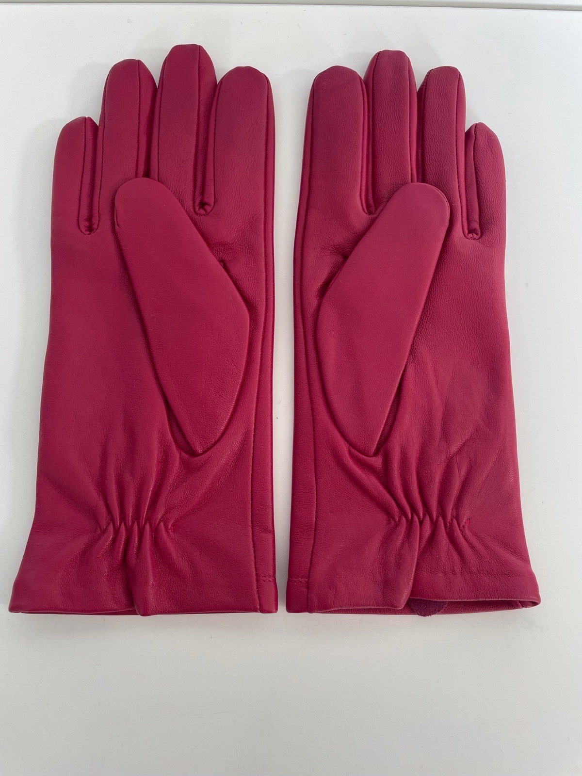 Pink leather gloves M&S size medium image 2