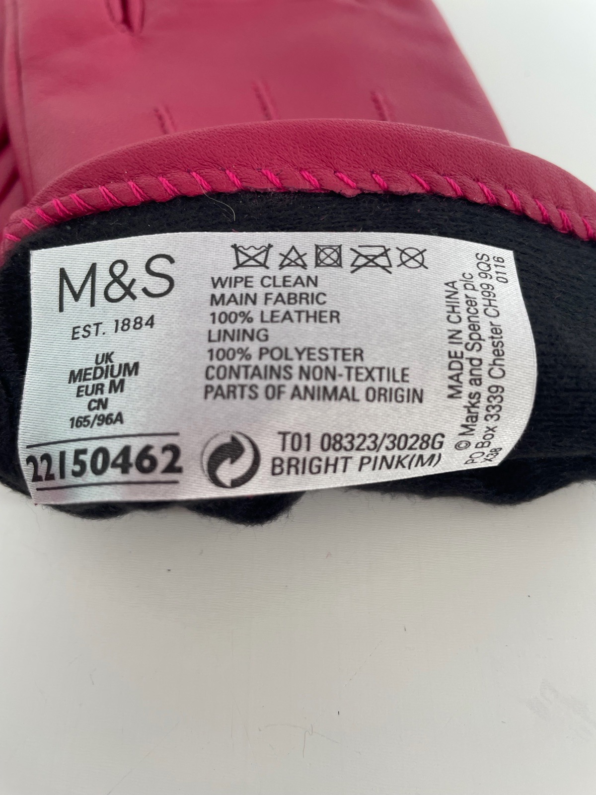 Pink leather gloves M&S size medium image 3