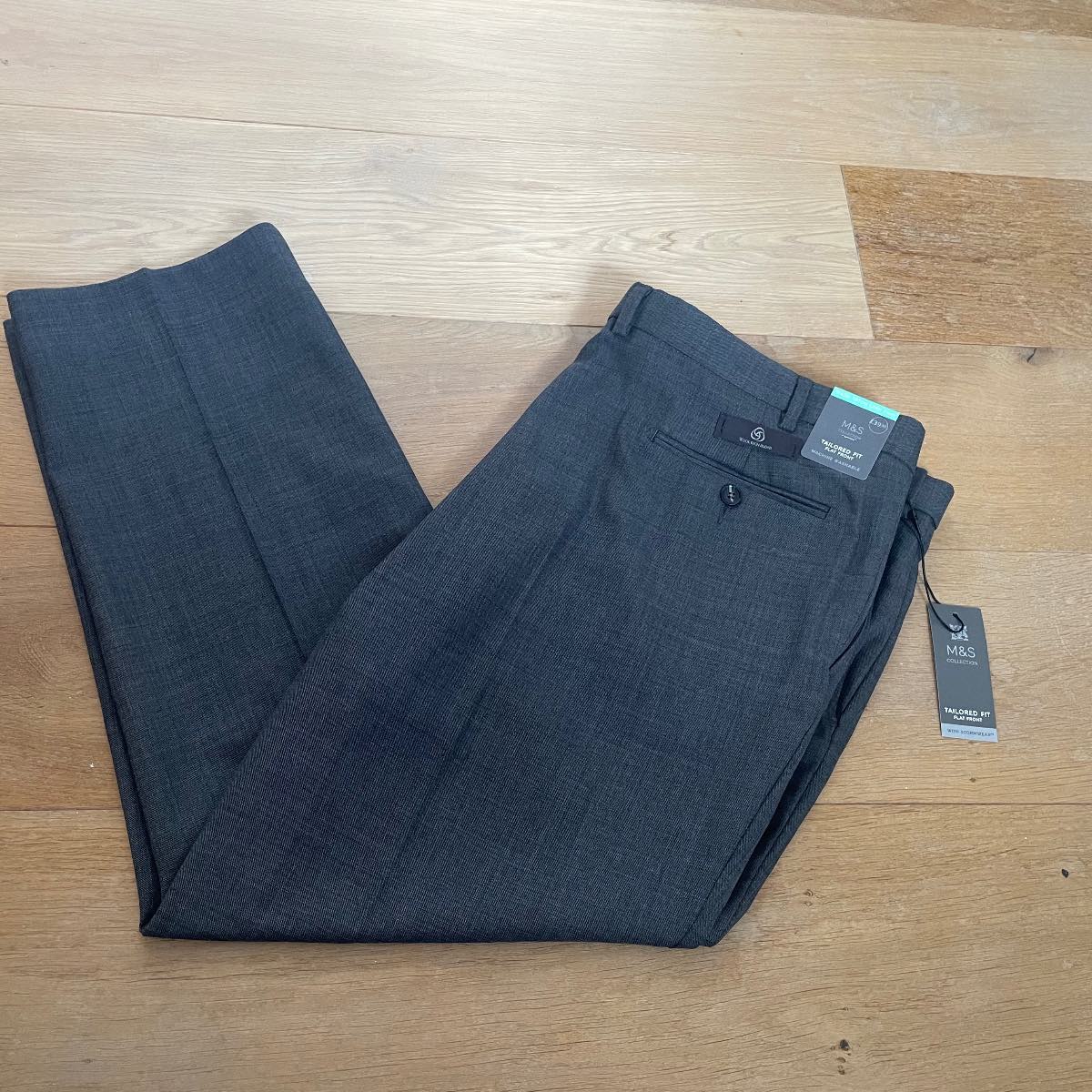 Men’s M&S Collection Grey Tailored Fit Trousers W42 L29 New With Tags