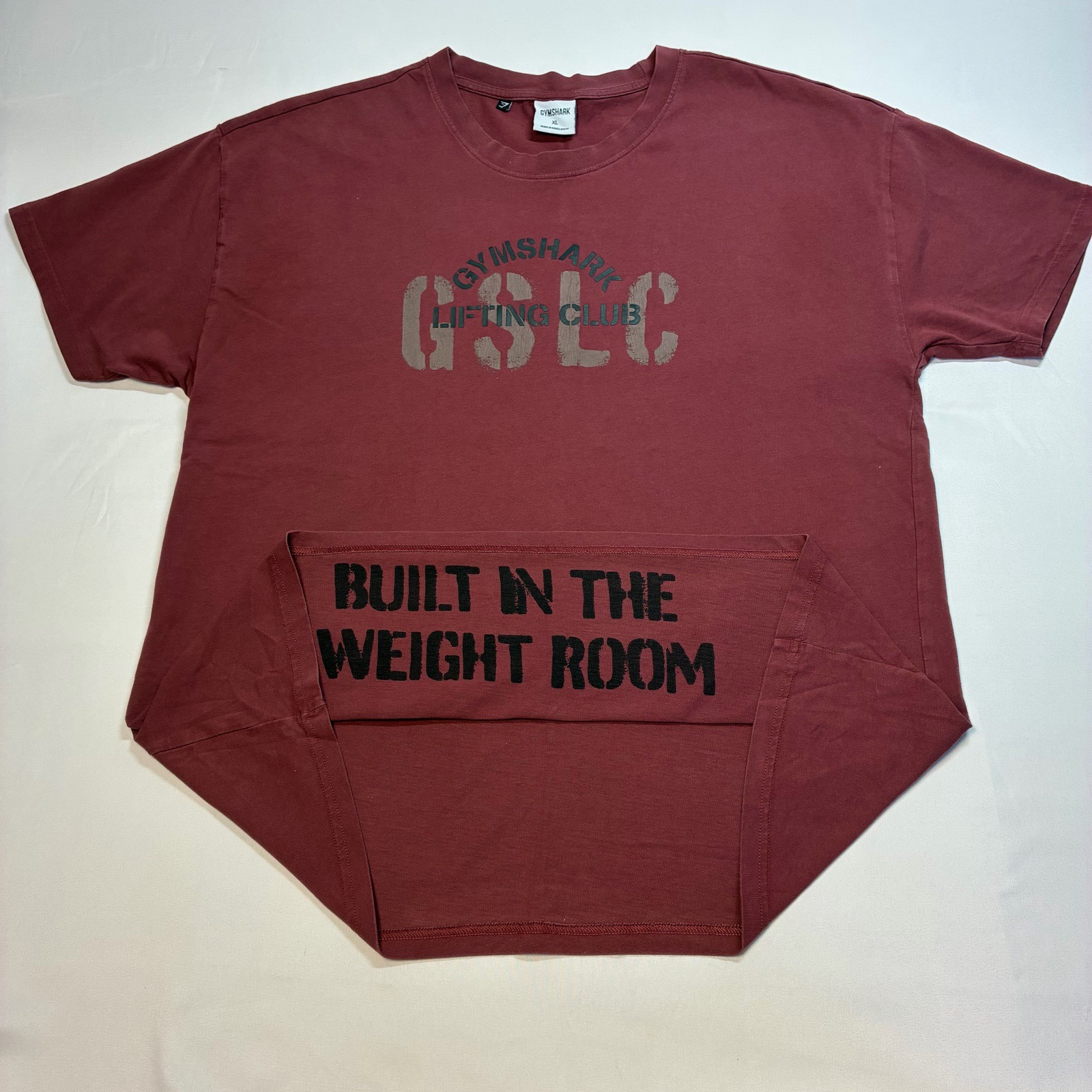 Gymshark Lifting Club Burgundy Red Oversized T Shirt XL 14-16 UK Gym Workout Top