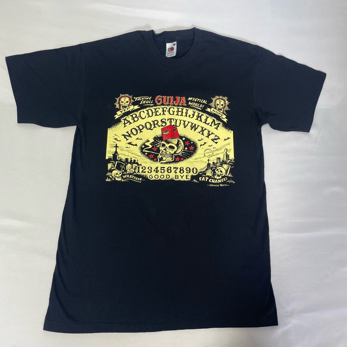 Ouija Board Skull Print Black T Shirt Fruit Of The Loom Size Small steampunk