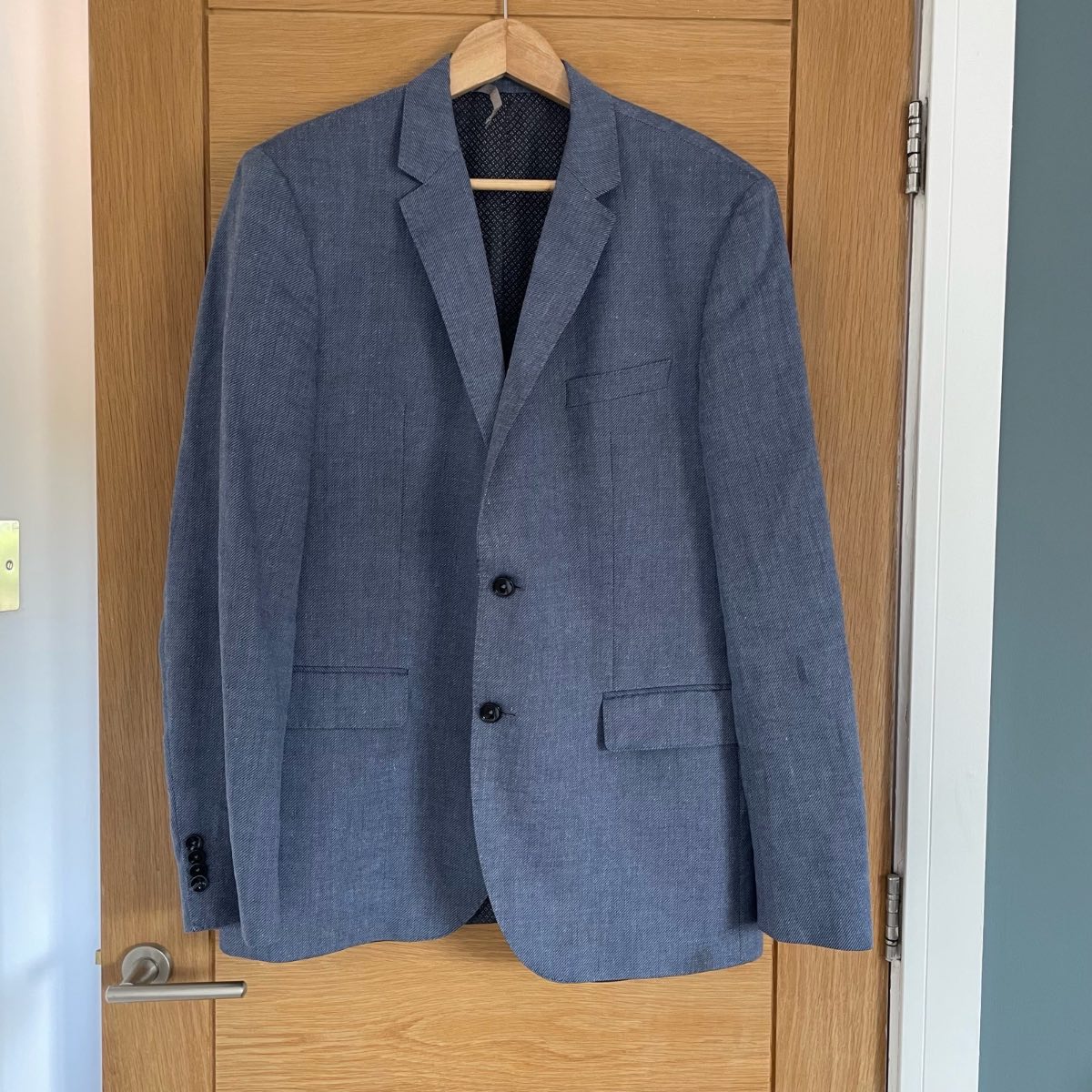 Hugo Boss Blue Wool Linen Blazer Jacket 42R (50)