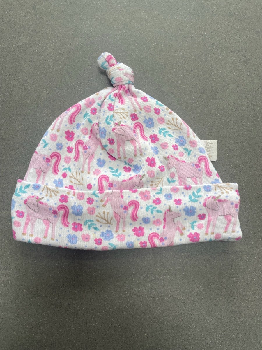 Jojo Maman Bebe girls pink unicorn hat 0-3 months.