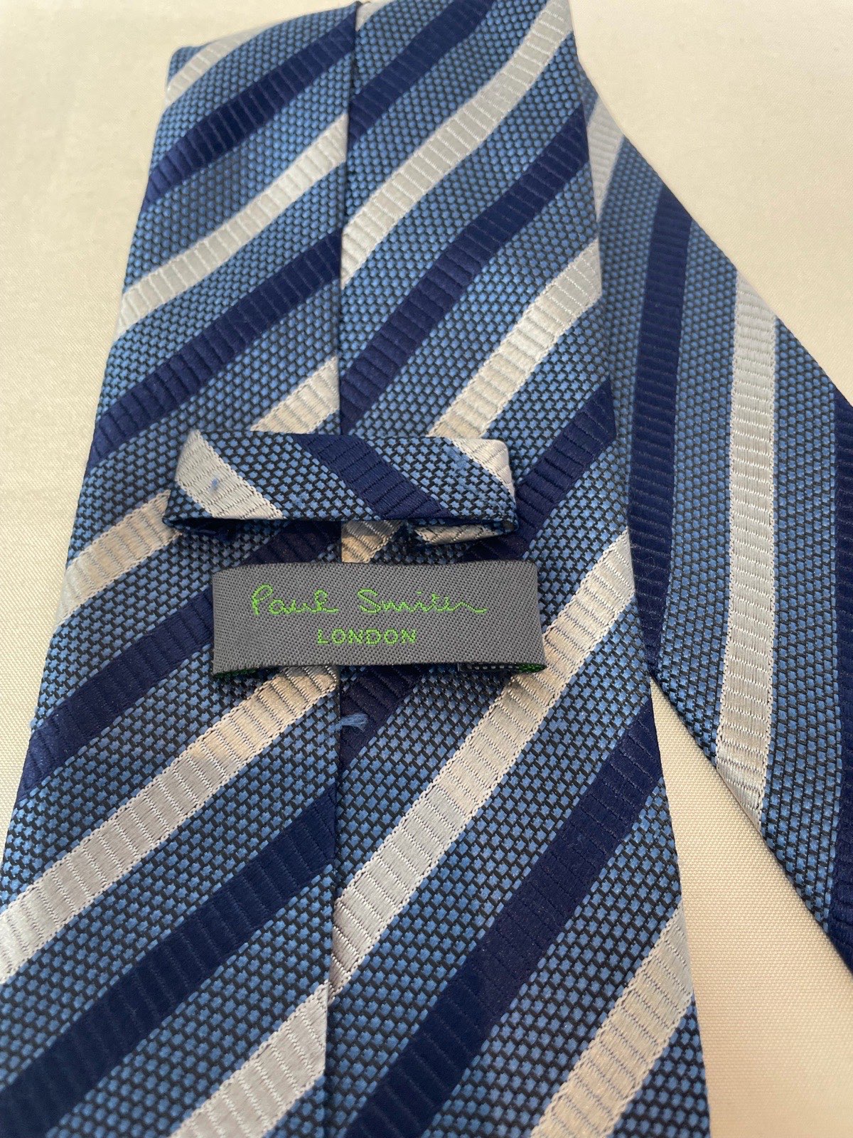 Paul smith blue striped handmade silk tie