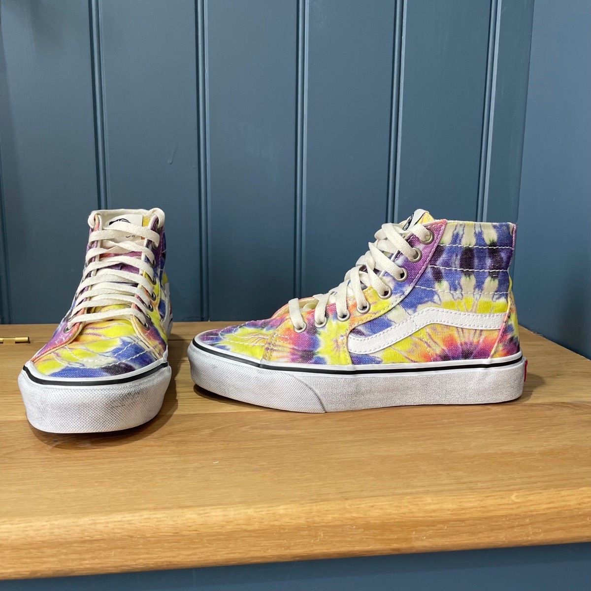 VANS sk8 hi top multicoloured tie dye trainers in UK size 4 EU 36.5.