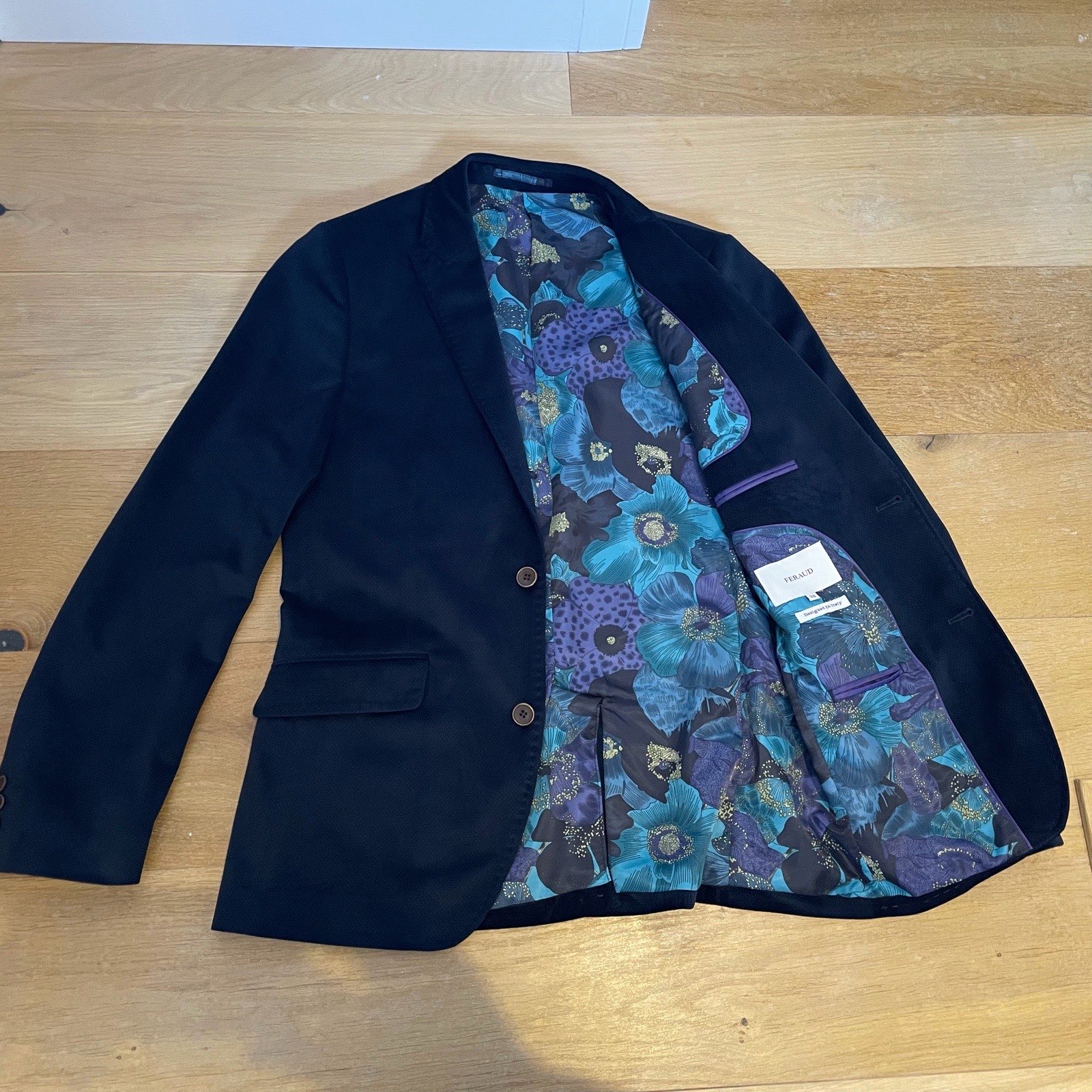 Feraud navy blazer floral lined 38R