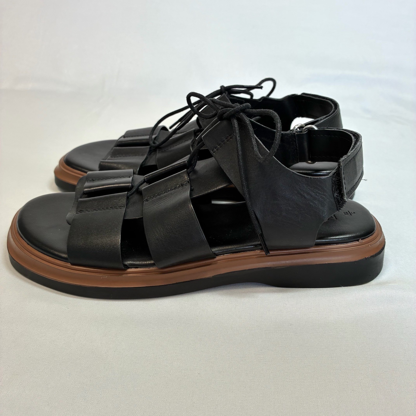Next Black Thick Chunky Strap Gladiator Flat Summer Sandals Size 6