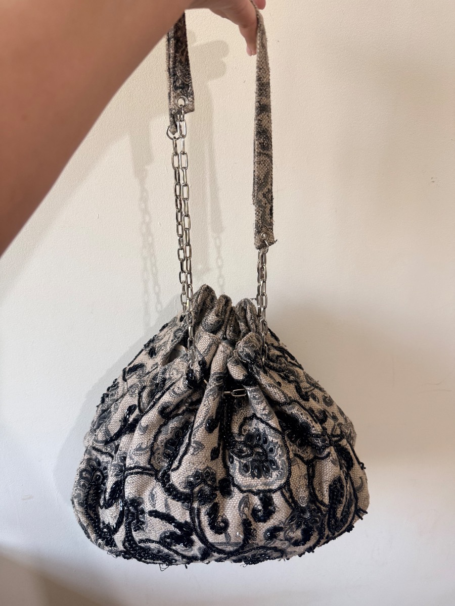 Y2K Beaded Drawstring Handbag | Boho Evening Bag | Embellished Shoulder Bag | Vintage Style Purse