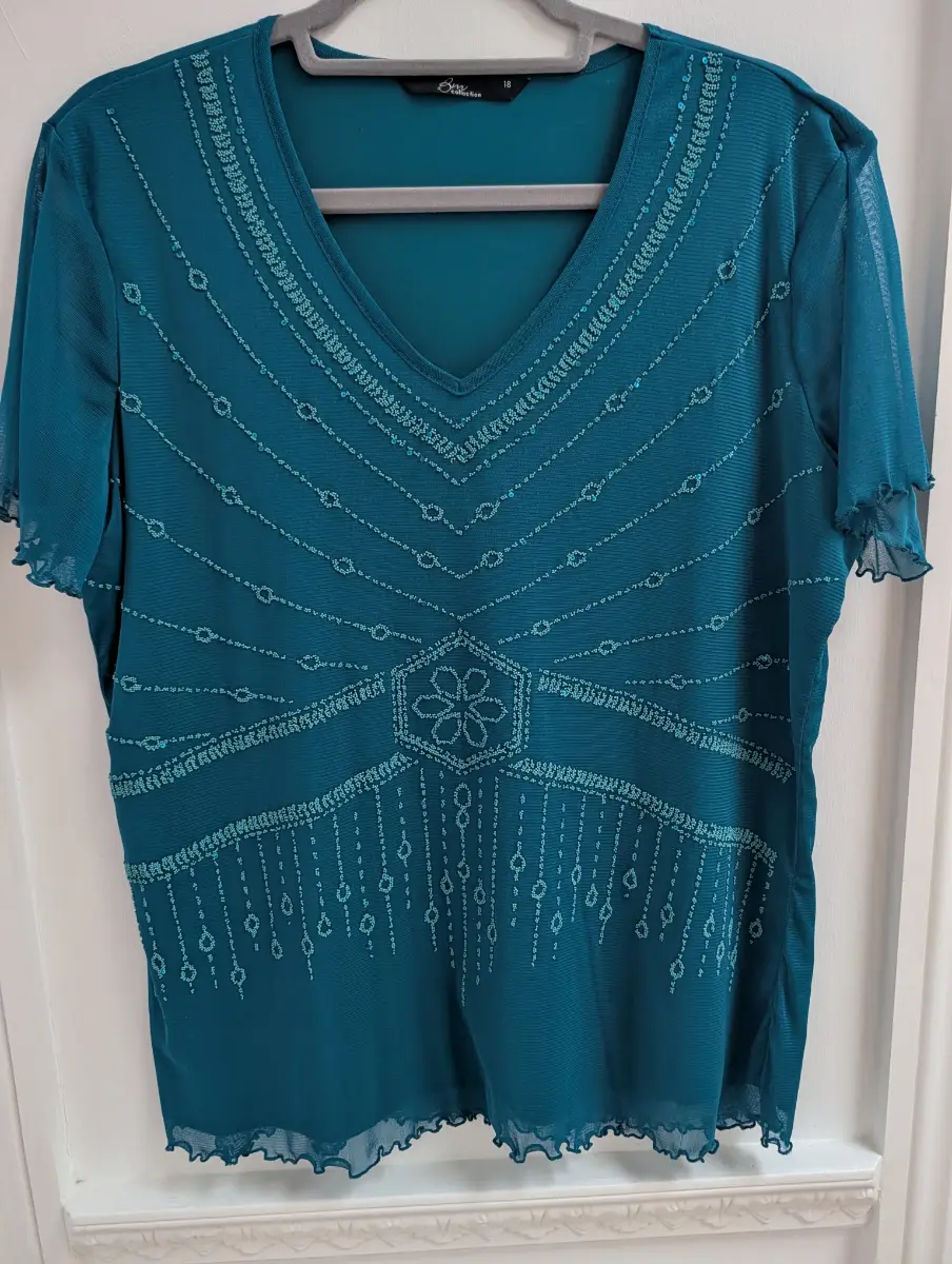 BM collection teal blouse with bead detail UK 18