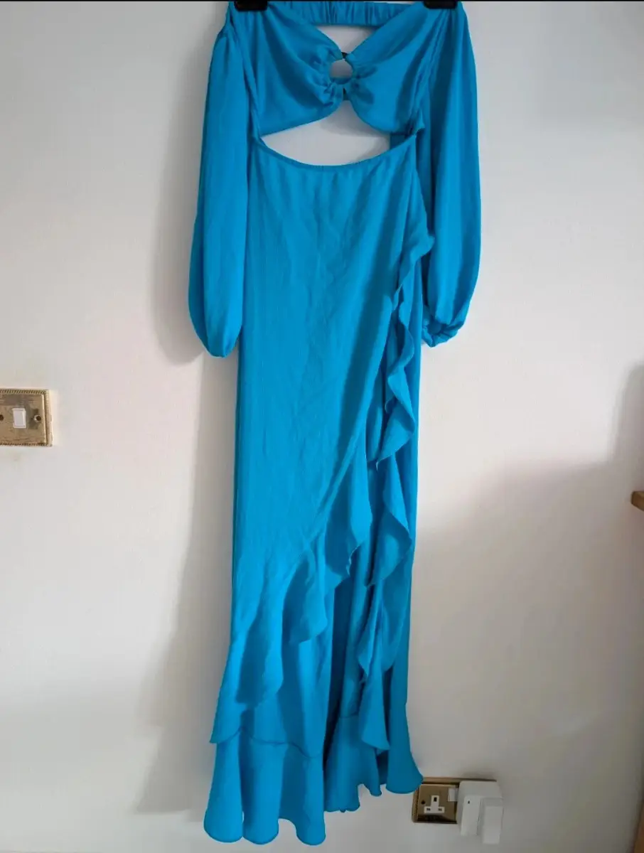 Shein blue cut out back maxi dress size small
