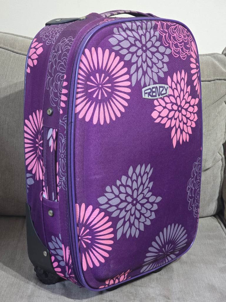 FRENZY Floral Purple Hand Cabin Soft-Shell Luggage Suitcase