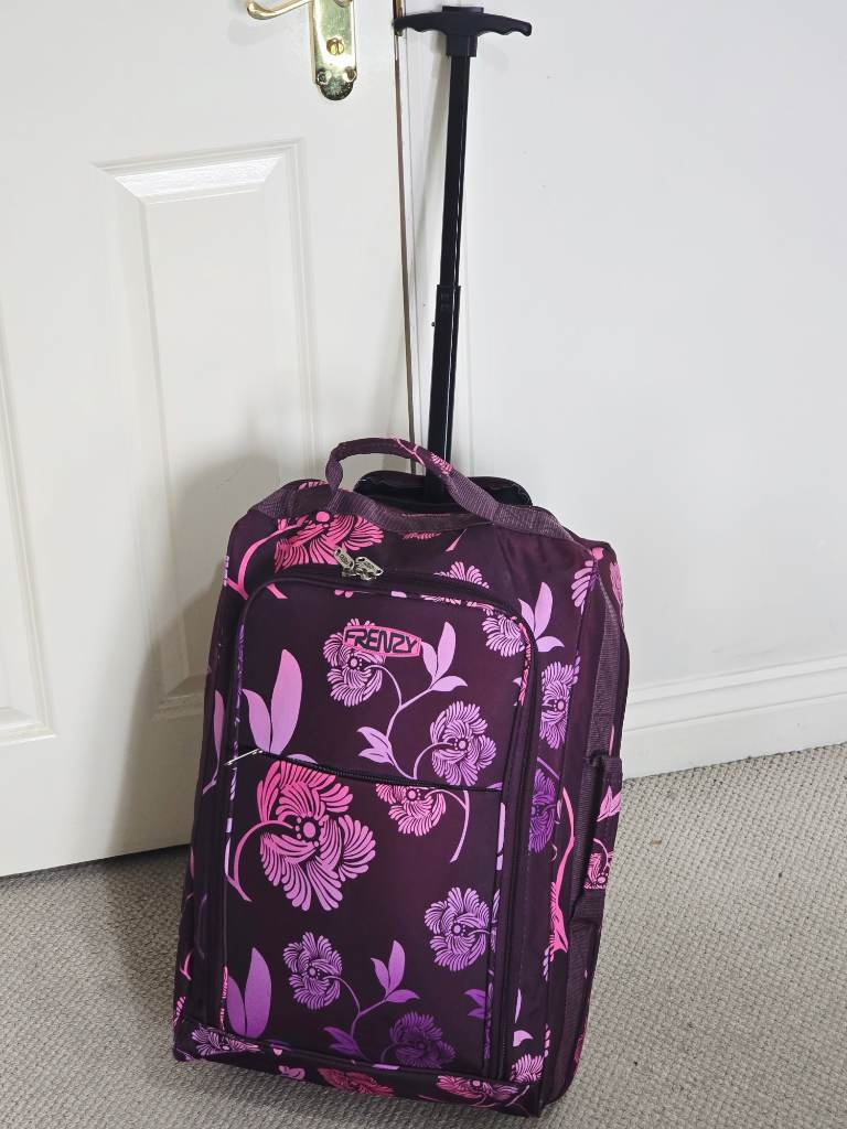 FRENZY Floral Expandable Wheeled Cabin Trolley Suitcase, 42L