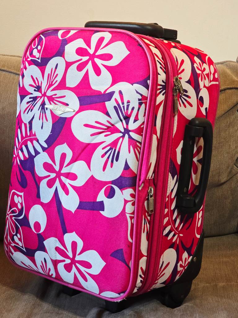 ZEBRA Floral Pink Expandable Hand Luggae Cabin Suitcase, 50x33x23 cm