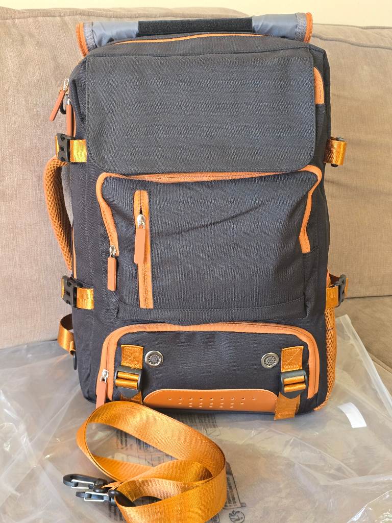 Black & Brown Airline-Approved Convertible Travel Backpack, with Shoe Compartments
