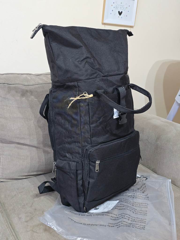 RAINSMORE Tear-Resistant Oxford Fabric Rolltop Laptop Backpack, 63x31x15 cm