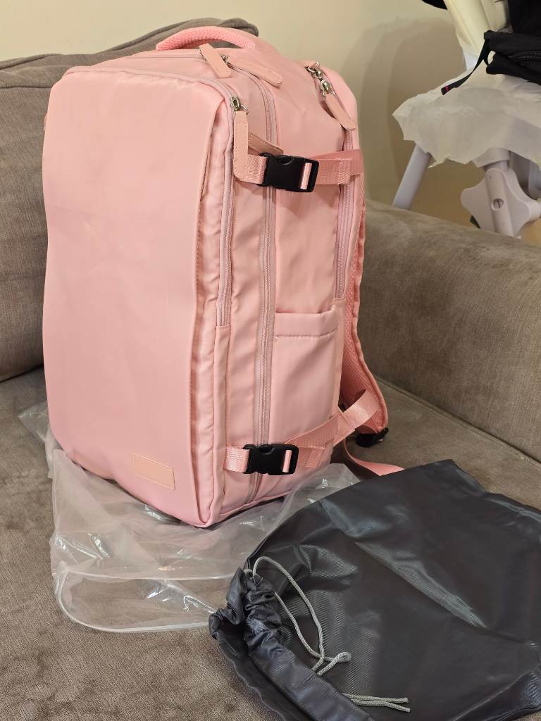 Pink Airline-Approved Briefcase-Style Backpack + Shoe Bag