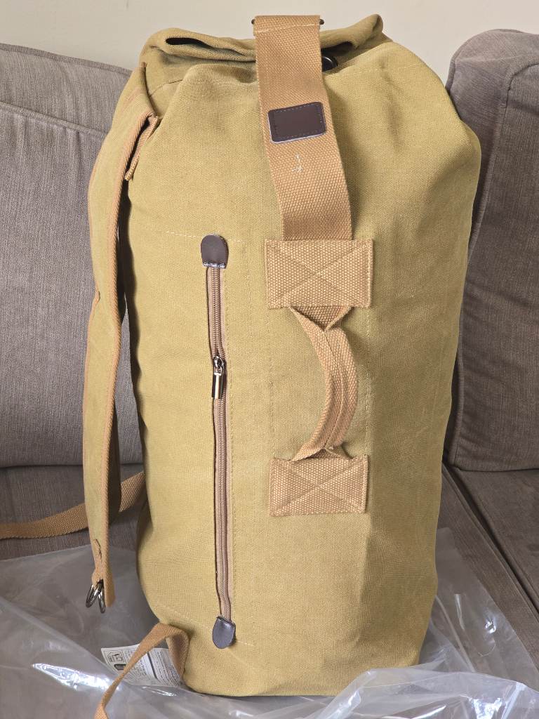 Khaki Brown Large Capacity Canvas Travel Backpack