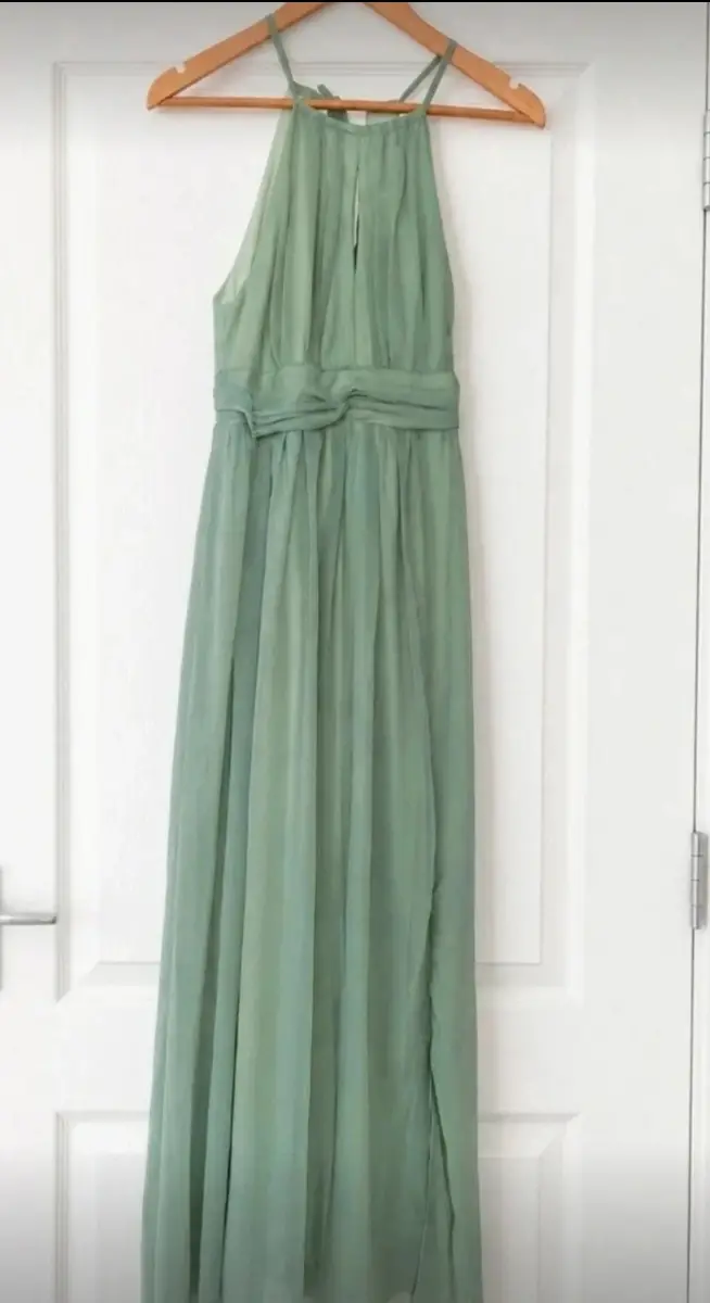 sage green long lightweight dress size medium new with tags