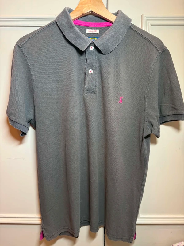 Joules Male 100 % Cotton Grey Short Sleeve Slim Fit Polo Shirt Size S