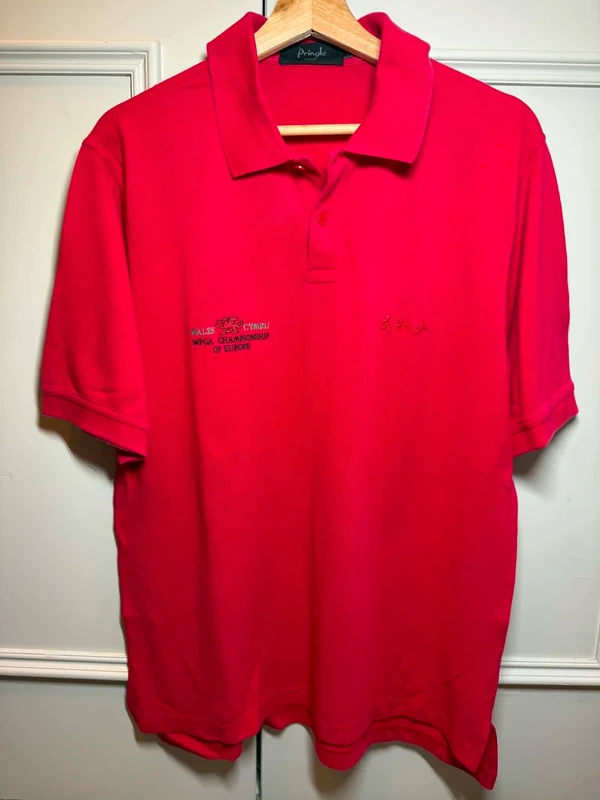 Pringle Vintage 00s Y2K Male 100 % Cotton Red Short Sleeve Polo Shirt Size M
