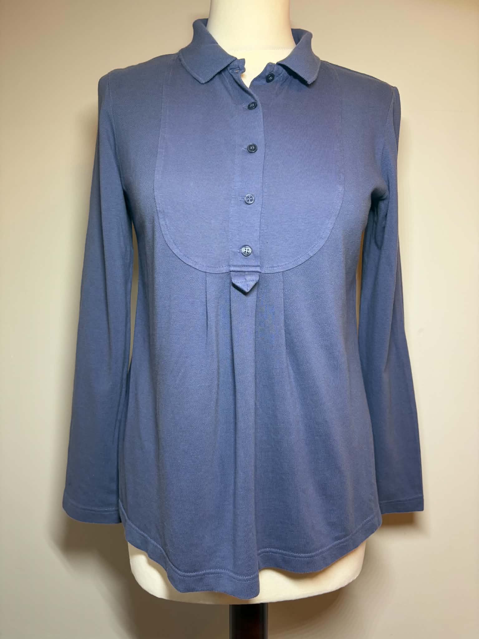 Lacoste Female Navy Blue 100 % Cotton Long Sleeve Blouse Top L