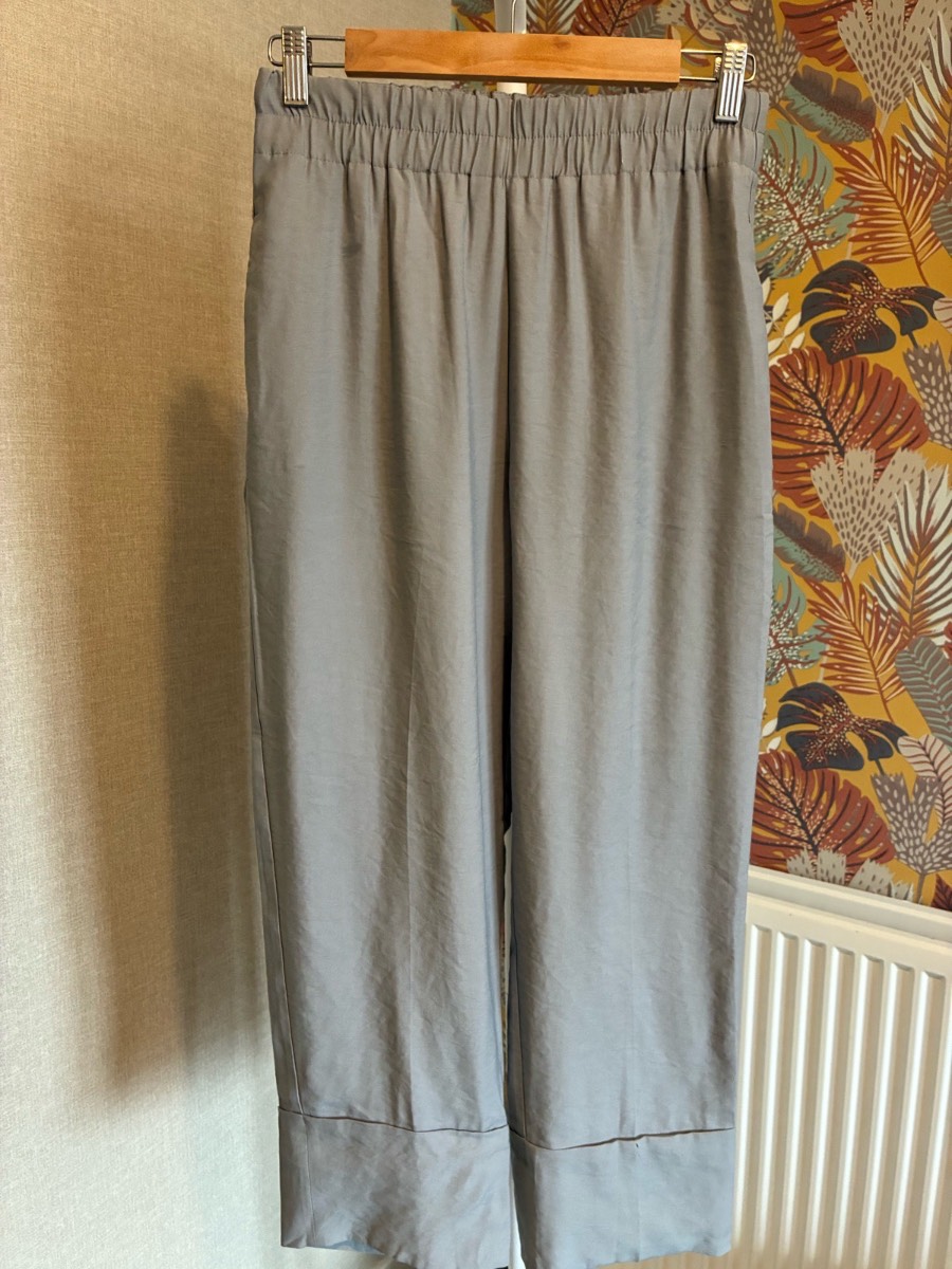 Zara Grey Cropped Elasticated Trousers - Size S