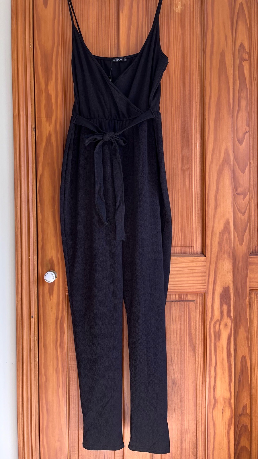 Black strap on jumpsuit size 18