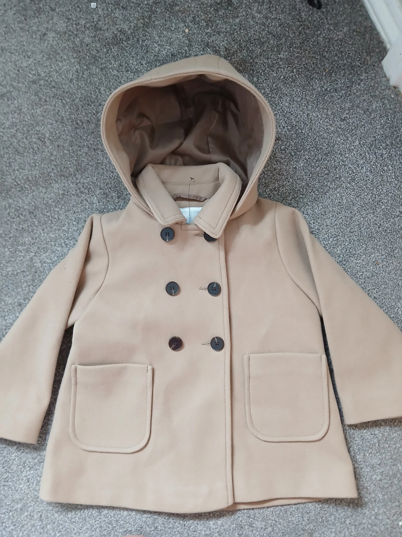 NEXT Kids Camel Hooded Duffle Coat | Age 2–3 Years | NWT