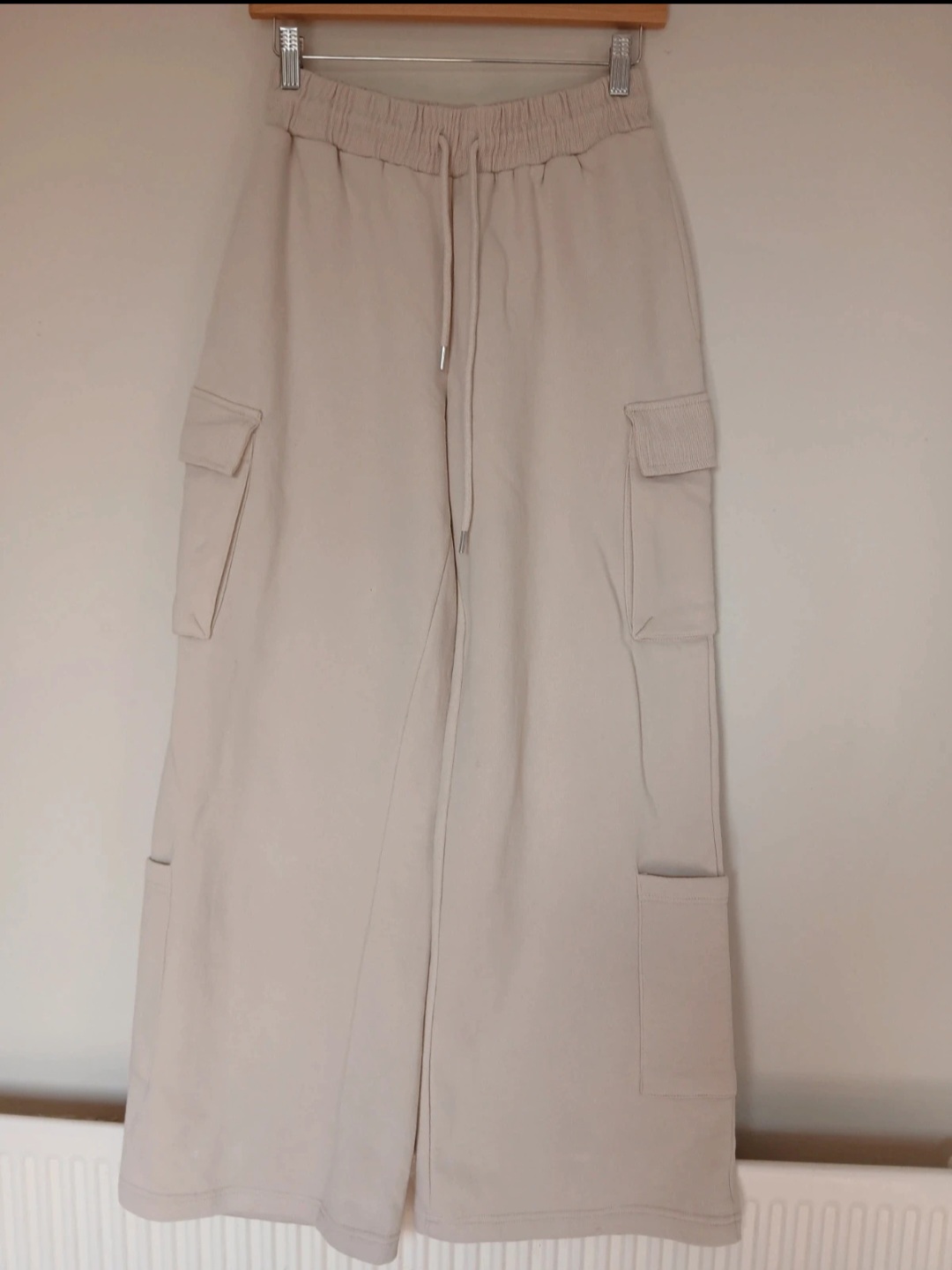 Zara Wide Leg Cargo Joggers | Beige / Cream | Size S | Lounge Bottoms