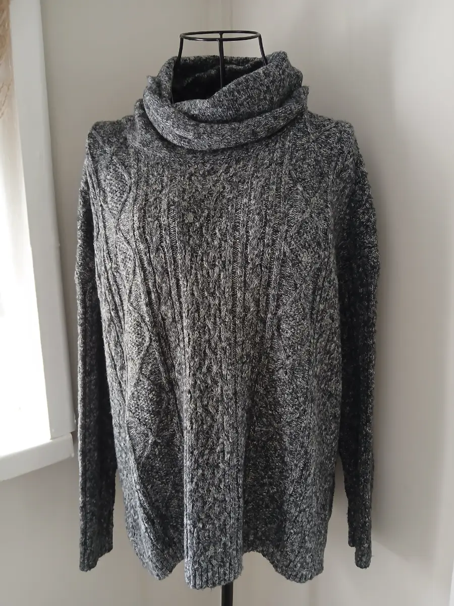 Fatface Cable Knit Turtleneck Jumper | Charcoal Grey Marl | Size 12 UK | Soft Chunky Knit